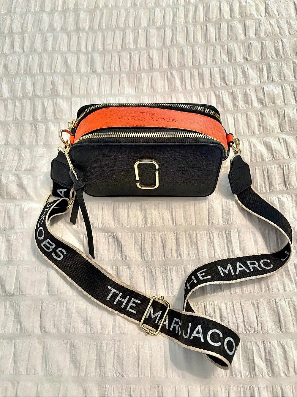 Marc Jacobs The Snapshot Bag Crossbody Black & Orange LIKE NEW